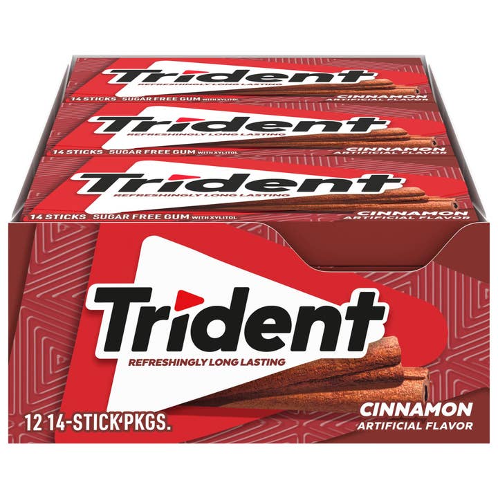 Long Island Candy Factory - Wholesale Chewing Gum - Trident Cinnamon 12 Ct 14 Sticks Each Tray