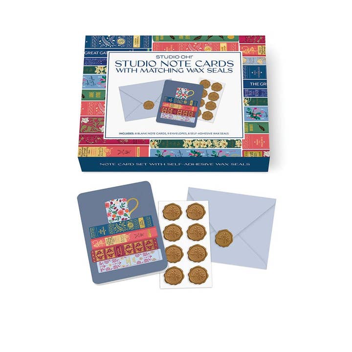 Studio Oh! - Wholesale Stationery/Notecard Set - Fully Booked Studio Note Card Set with Matching Wax Seals