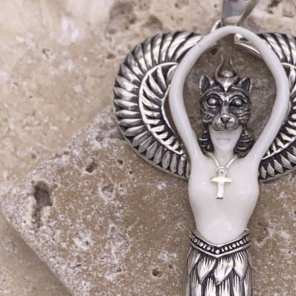 Goddess Design Studio - Wholesale Individual Charm/Pendant - Sterling Silver Bastet, The Cat Goddess
