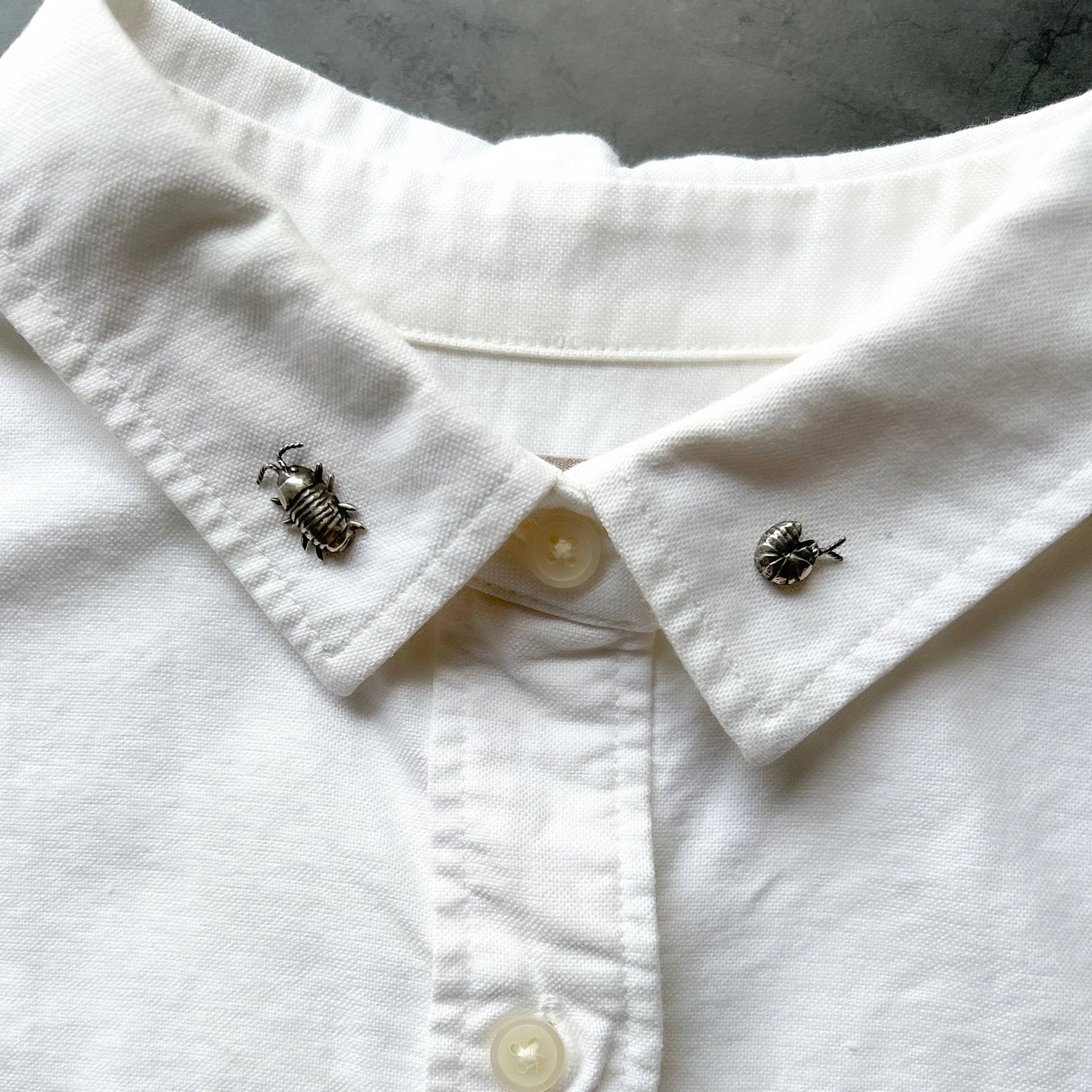 Metal Cloth & Wood – Alfinete/botão de lapela por atacado – Alfinetes de Isópode em Prata de Lei, Latão ou Bronze - Disponíveis Individualmente ou como Par Desigual! Presente Perfeito para Bicho-de-conta, Bicho-bola!