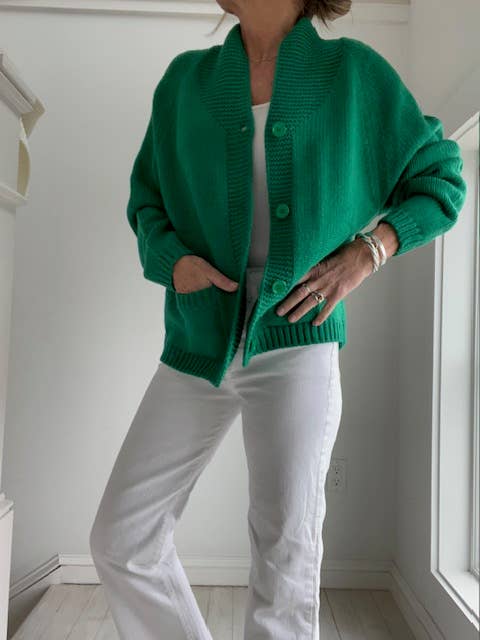Pink Pineapple - Wholesale Cardigan - Women's - Varsity Green Golf Cardigan