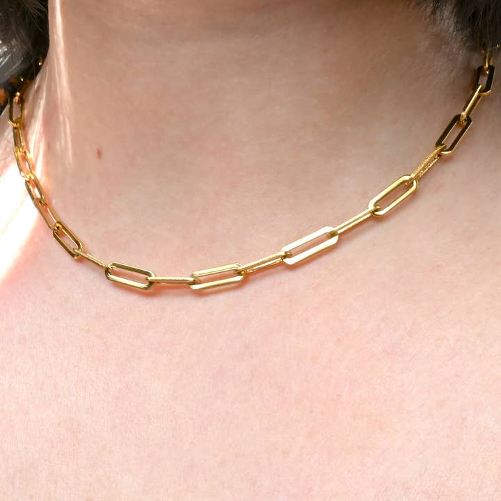Blueyejewelry - Wholesale Link & Chain Necklace - 18k Gold Paperclip Necklace - Waterproof Link Chain Necklace5
