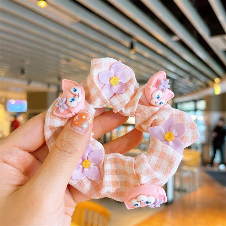 KiddieKickz - Wholesale Hair Tie - Kids - Children's Cartoon Hair Tie Girl's Pink Fabric Hair Rope6