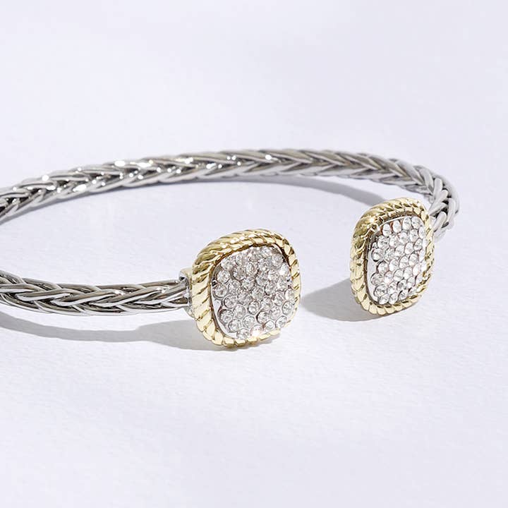 MULTI CZ Square Edge Designed Braided Bangle Bracelet for wholesale on Faire7