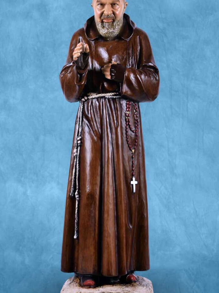 Statue of Saint Padre Pio cm. 80 (2.60 feet) in colored resin for wholesale by Costa Articoli Religiosi