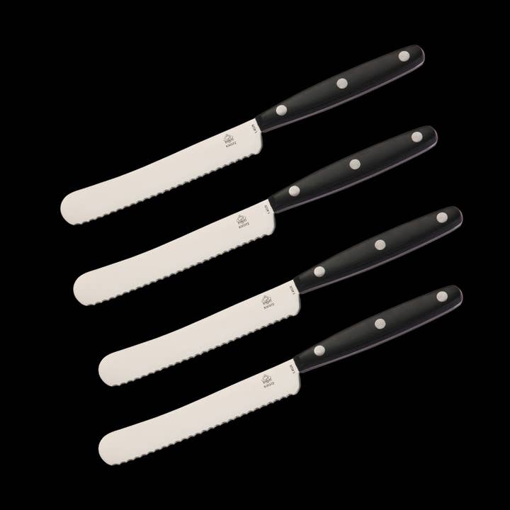 Set van 4 stuks - PUMA gekartelde botermessen met zwarte ABS-handgreep voor wholesale door Ed Mahony