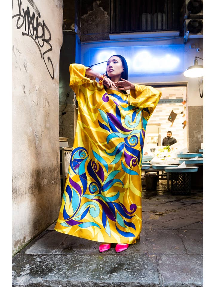 KELLE' CAPRI – wholesale Kaftan - Dam – Abstrakt blommig kaftan