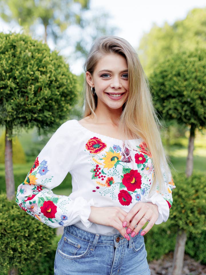 Our Summer Boho White Embroidered Blouse for wholesale by Galychanka