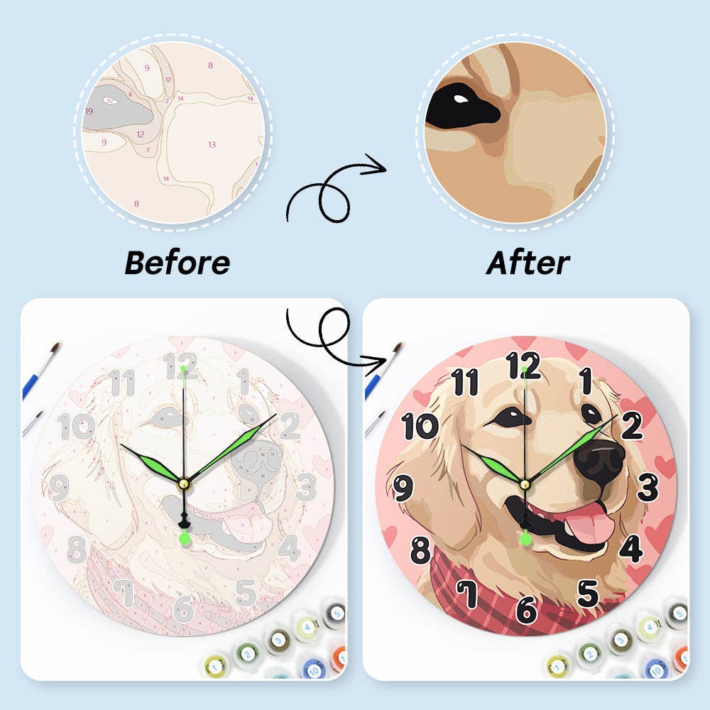 Paint Your Numbers - Wholesale DIY Craft Kit - Paint the Moment – Golden Pup Clock Kit25