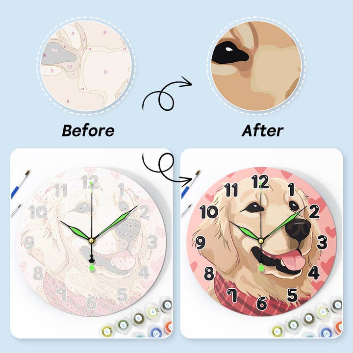 Paint Your Numbers - Wholesale DIY Craft Kit - Paint the Moment – Golden Pup Clock Kit25