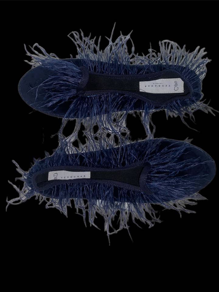 Venetianske hjemmesko med fjer for engroshandel hos Teod’amar Venezia