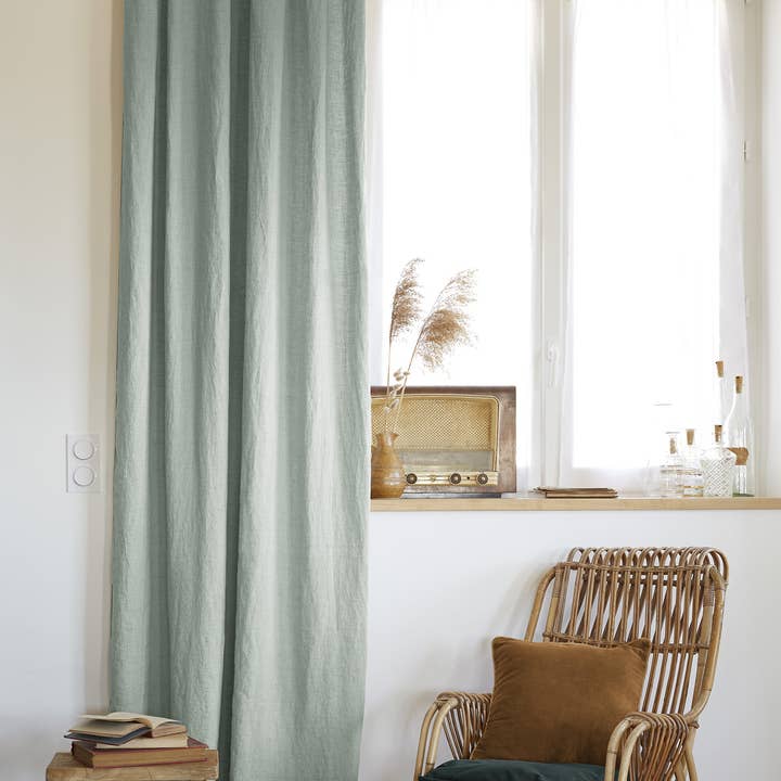 CURTAIN 140 x 270 cm SOLINE Eucalyptus for wholesale by L'effet Papillon