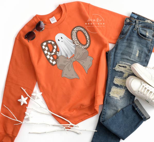 Trendy Chic Apparel LLC - Wholesale Graphic Sweatshirt - Women's - BOO Checkered/Leopard Tees & Sweatshirts