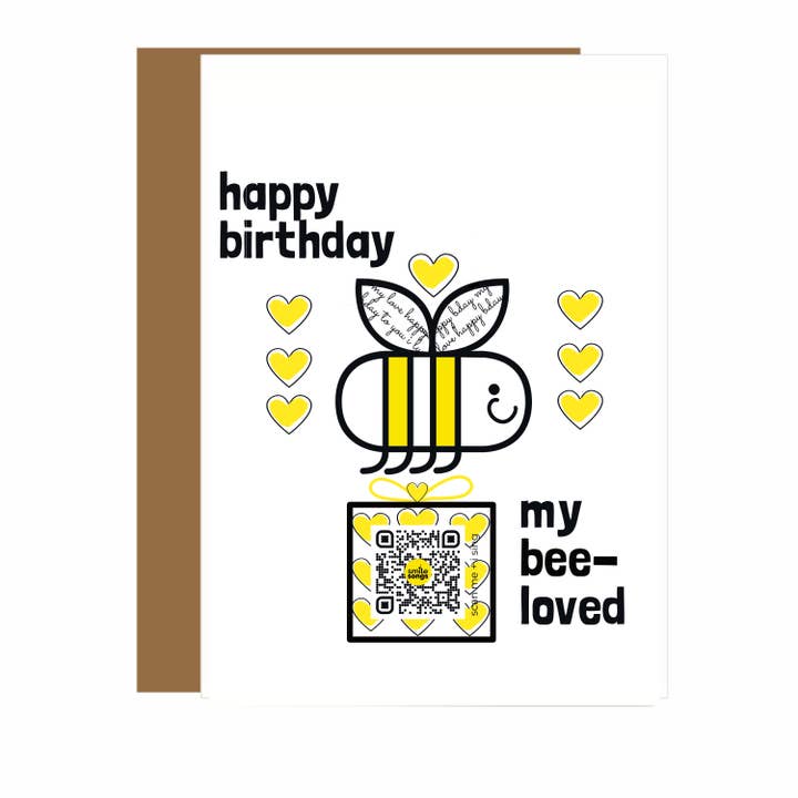 Smile Songs - Wholesale Birthday Card - Happy Birthday My Bee - Loved - Handcrafted Song QR Code