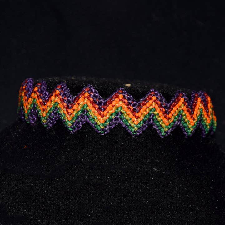 Rainbow zig-zag macrame bracelet for wholesale by Amazon Ecology