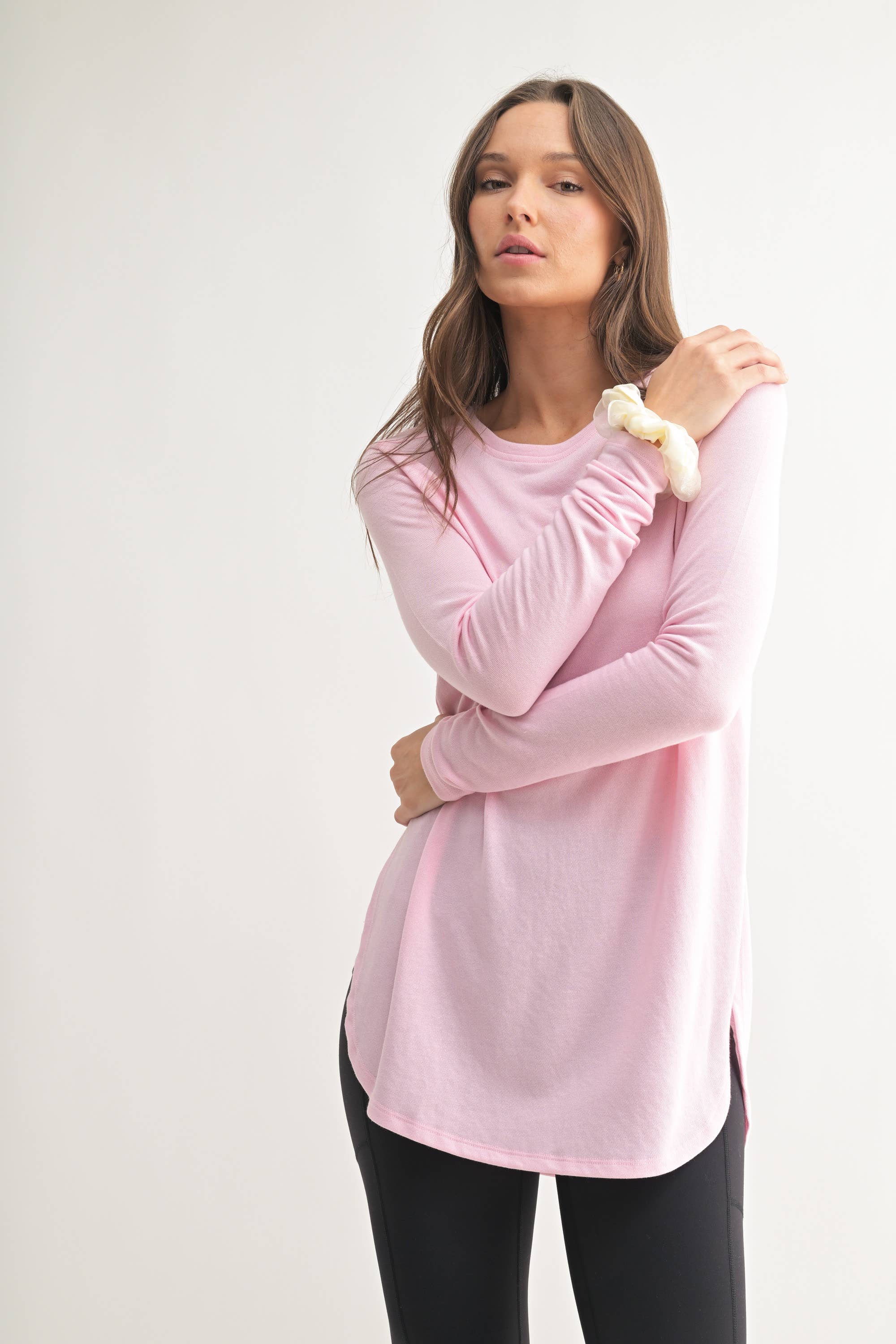 Mono B - Wholesale Tunic - Women's - Long Sleeve Flow Top with Side Slit11