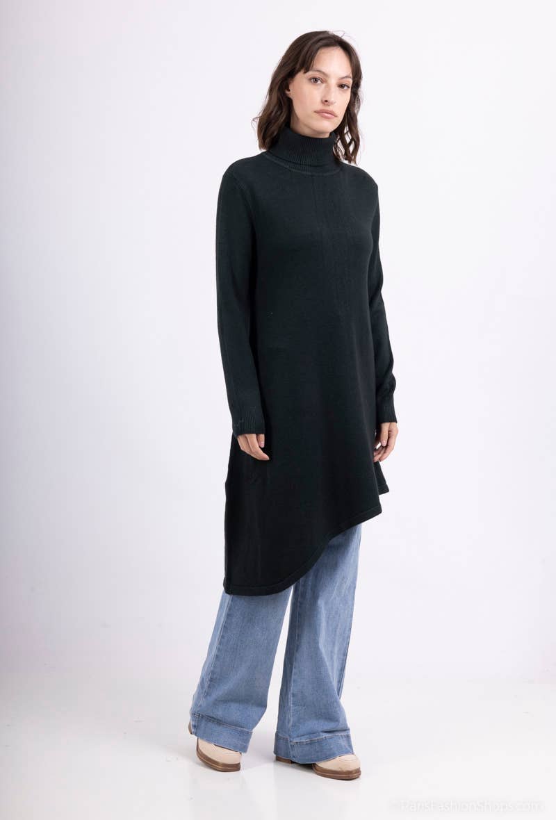 L'Emotion - Wholesale Tunic Sweater - Women's - Asymmetric Cut Turtleneck Tunic Sweater15