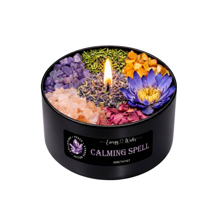 CALMING SPELL CRYSTAL CANDLE for wholesale by Energy Wicks