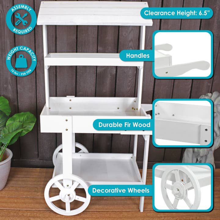 Sunnydaze Decor - Wholesale Planter Box - Country Market Flower Stand Raised Garden Bed - White