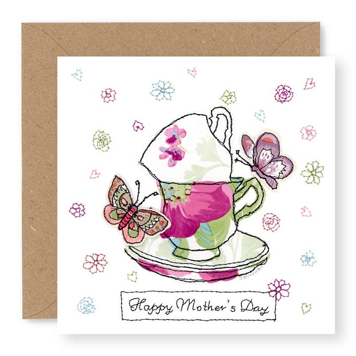Mother's Day Teacup Stack for wholesale by Jane Buurman Handmade (Greetings Cards)