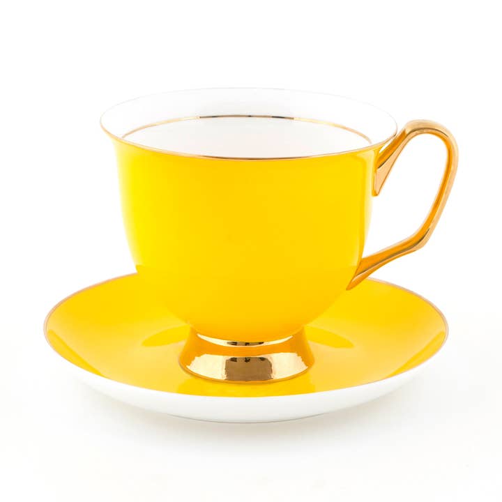 LyndalT – wholesale Coffee/tea cup – XL Yellow Teacup and Saucer - 375mL0