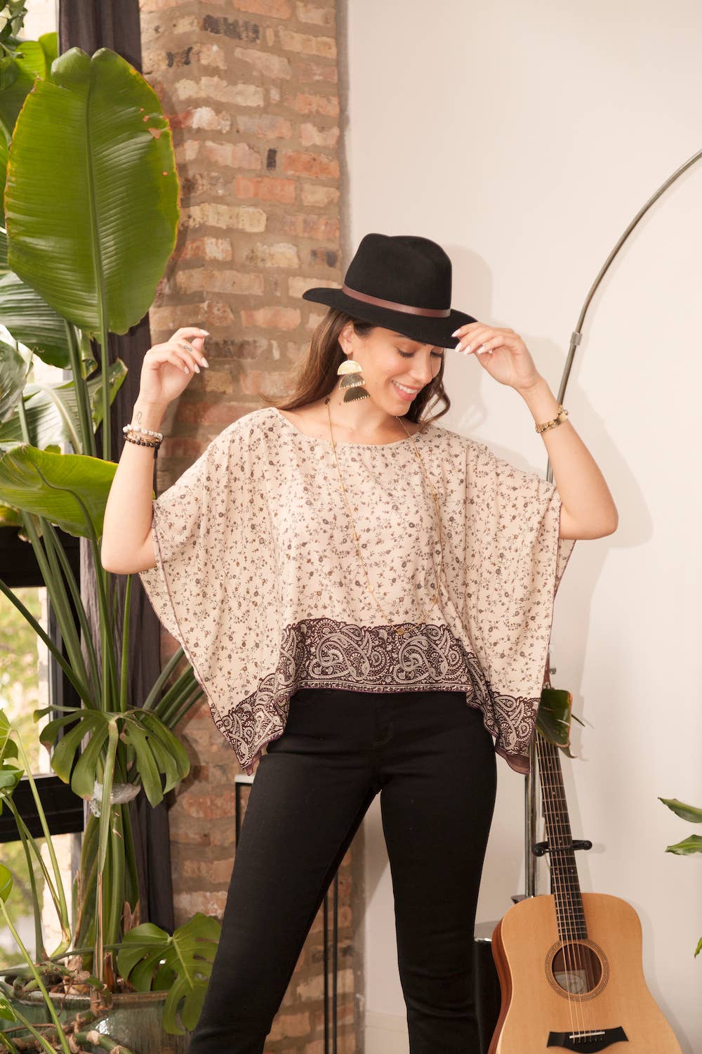 Baizaar - Vente Chemisier – femme - Top court fluide en sari recyclé1