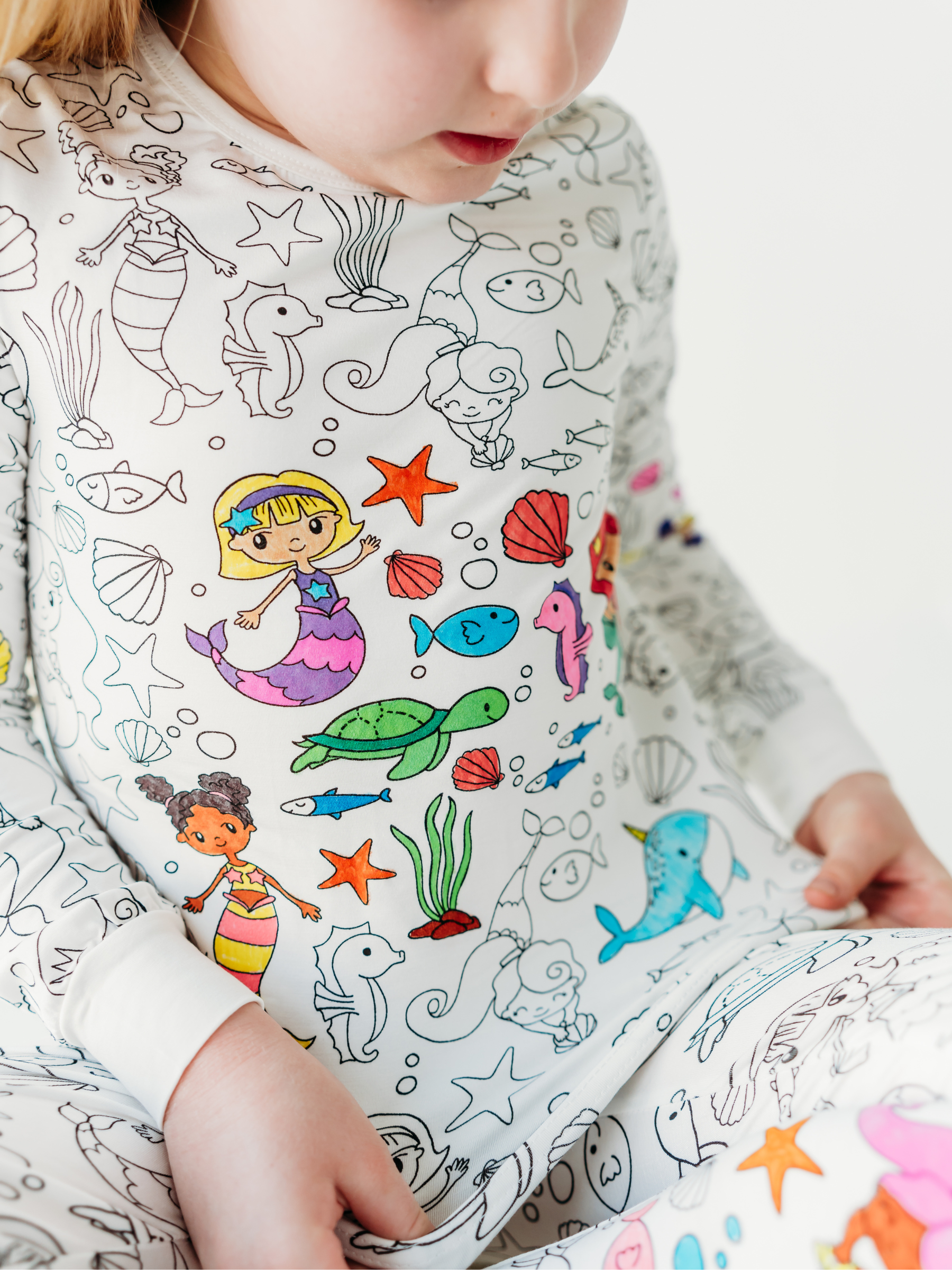 Bee Colorful Co. - Wholesale Sleepwear Set - Kids - Mermaid Coloring Pajamas 2 piece set made from Bamboo9