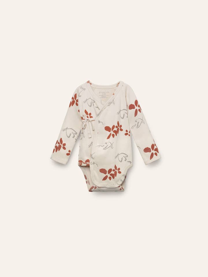 Organic Pima cotton kimono baby onesie - peace for wholesale by Granelito