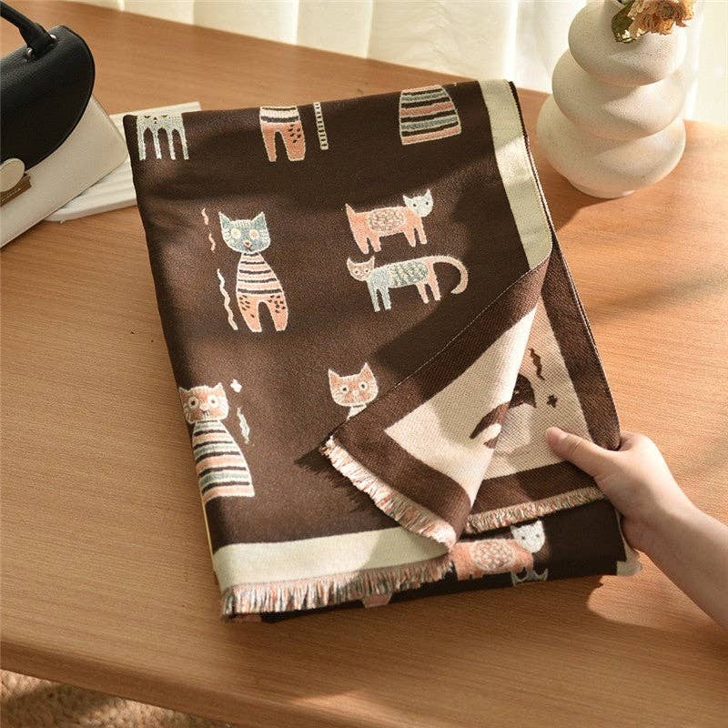 FurDecoration – wholesale Halsduk - Dam – Modekattmönstrad halsduk i kashmerestil3