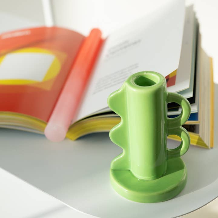 Oli Olsen - Wholesale Candle Holder - Helio Ferretti Retro Double Handle Candle Holder - Green