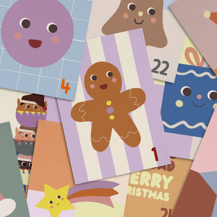 24 Adventskalender Karten DIN A7 für den Großhandel von Modern Kids Art