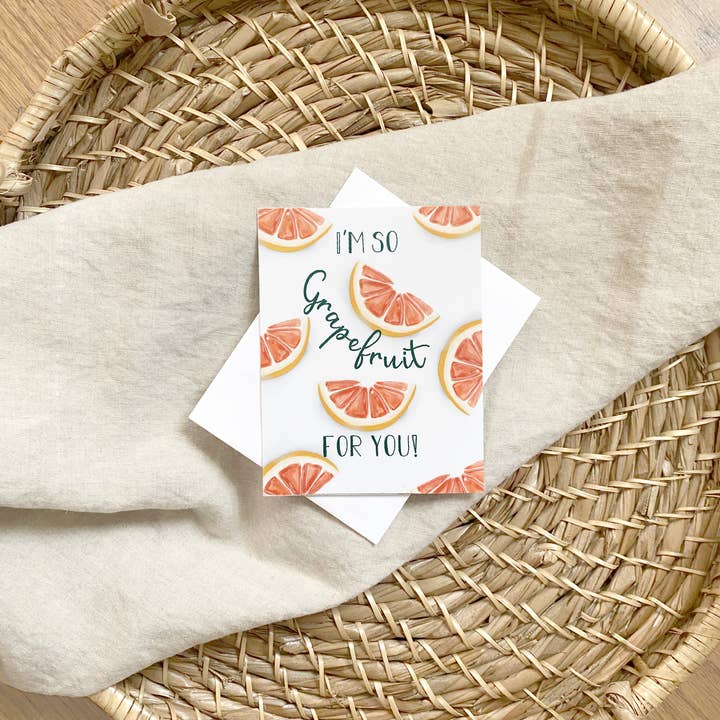 Tupos Studio - Wholesale Love Card - I'm So Grapefruit For You - Fruit Pun Greeting Card