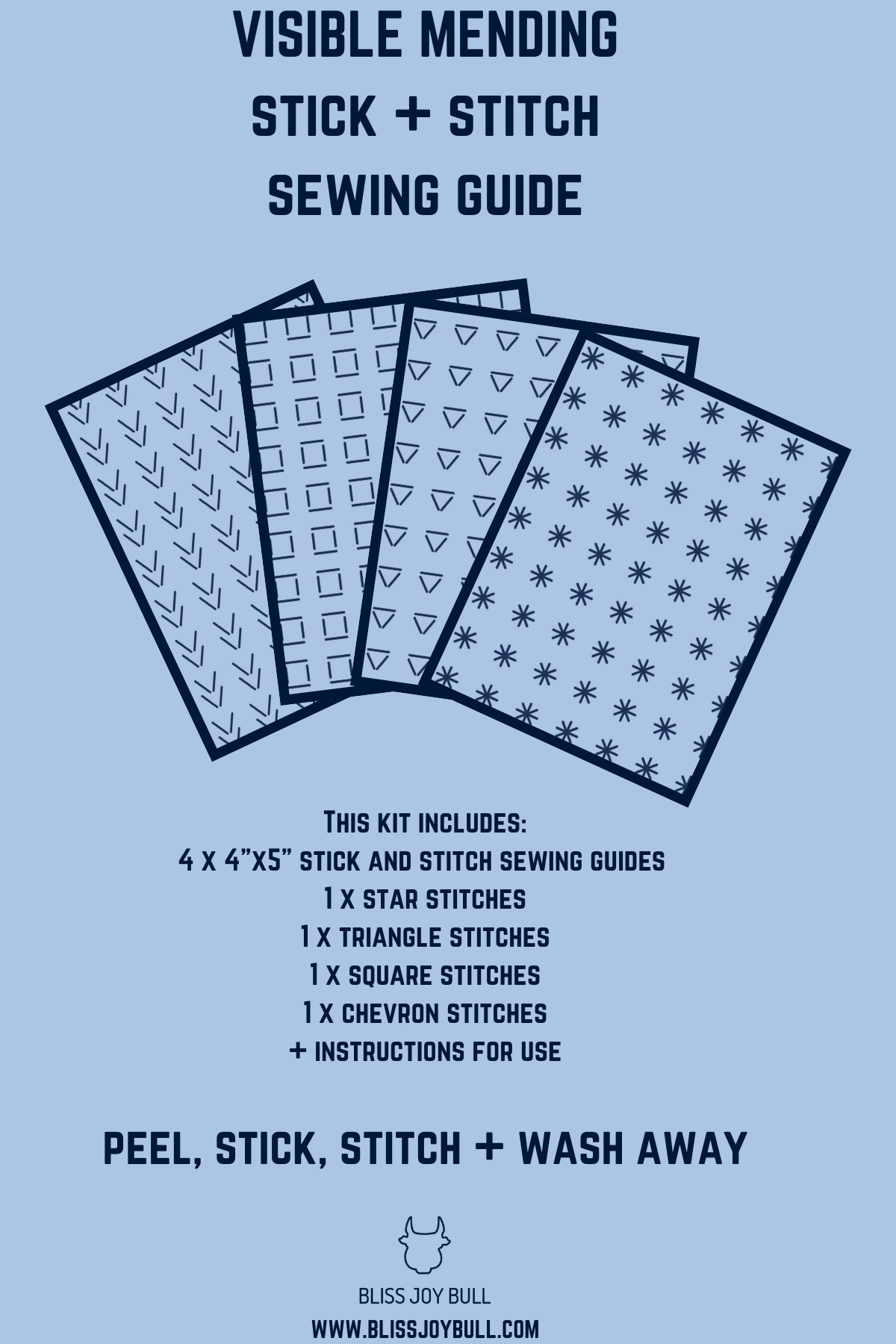 BLISS JOY BULL – wholesale Craft sewing kit – Stick & Stitch Sewing Guide4