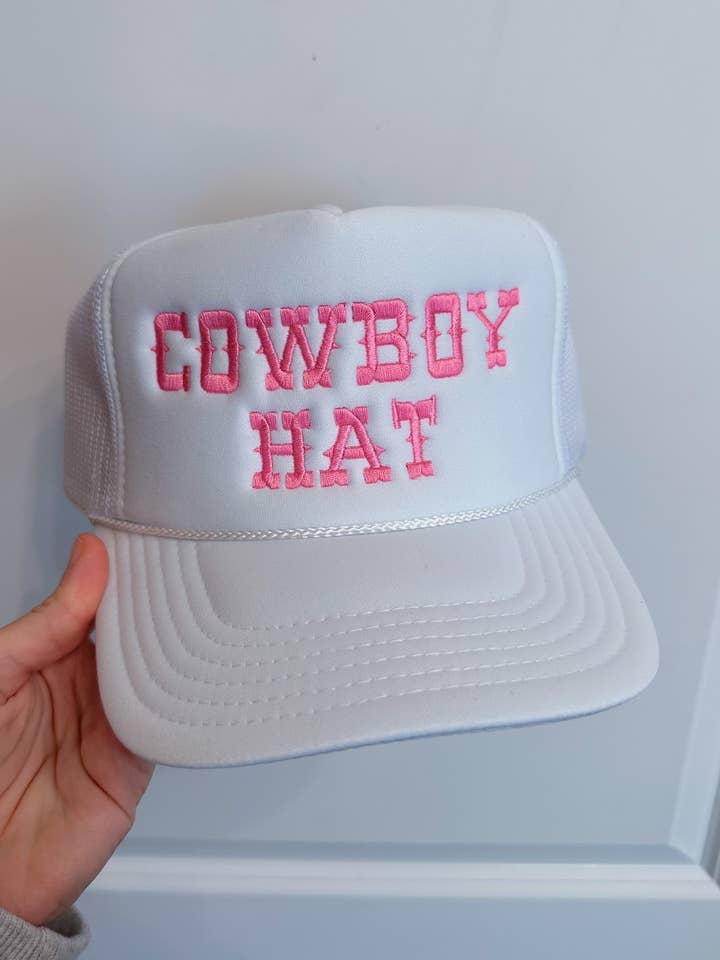 Sombrero de vaquero blanco bordado de camionero para venta al por mayor de Happy Hour