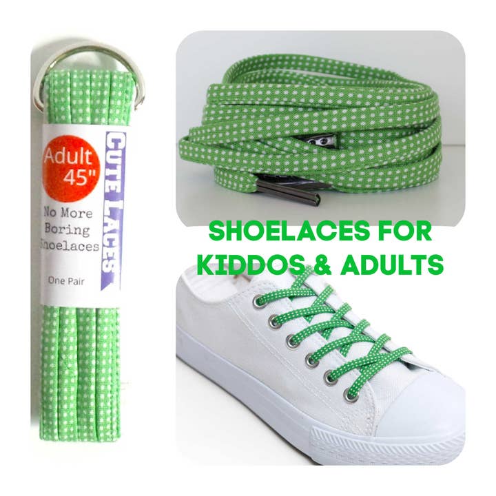 Cute Laces – wholesale Skosnöre - Barn och baby – Gröna polka prickar söta skosnören - endast barn