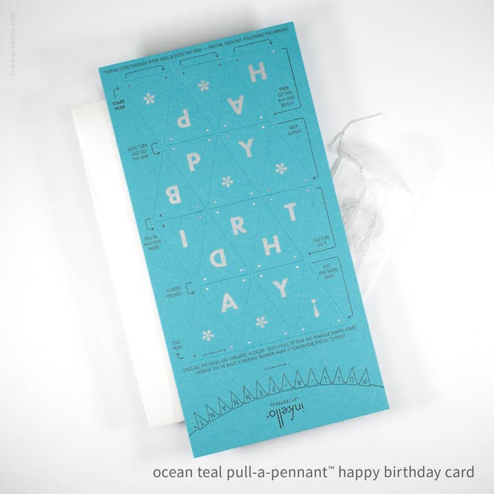 Inkello Letterpress - Wholesale Birthday Card - Birthday Pull-A-Pennant™ Greeting Card (#510)4