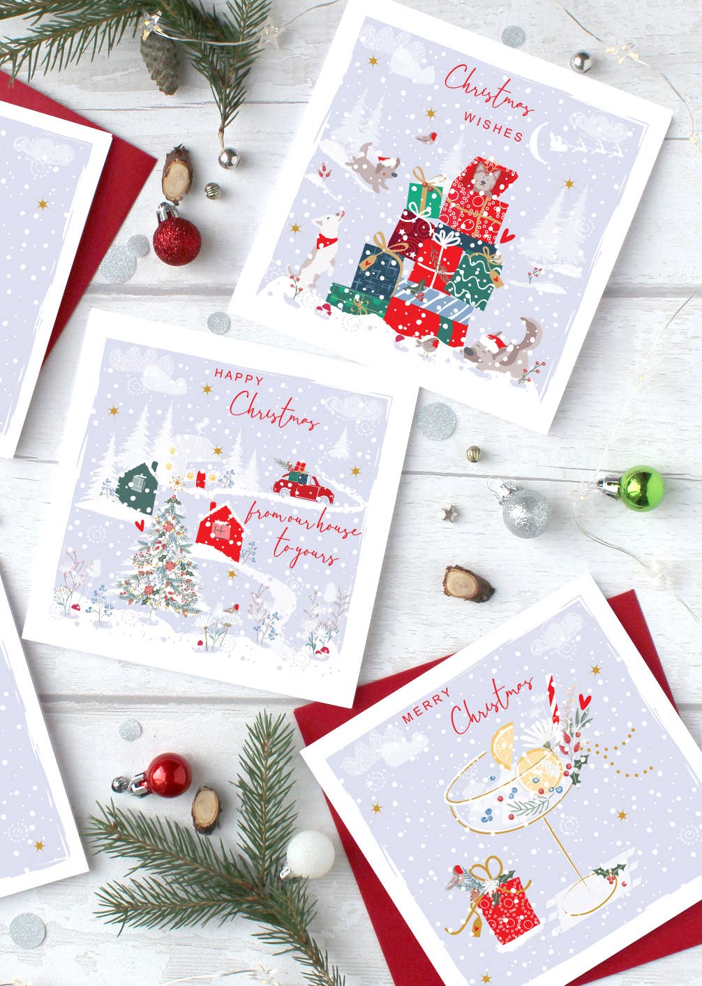 SABIVO Design – wholesale Christmas card – Family Red Door Festive Decor Print Christmas Wholesale Card1