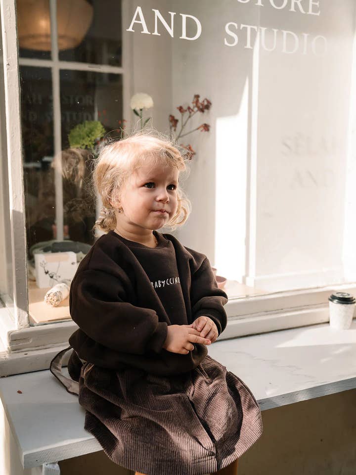Soft chunky BABYCCINO Sweatshirt in chocolate Colour for wholesale by millawkids