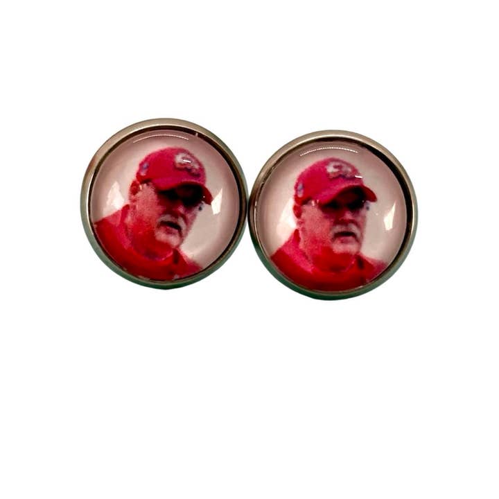 Our Little Charms - Wholesale Stud/Post Earrings - Kansas City Chiefs Andy Reid Football Stud Earrings1