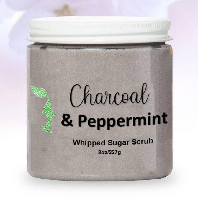 Gommage au sucre fouetté au charbon pour la vente par PureYou handmade