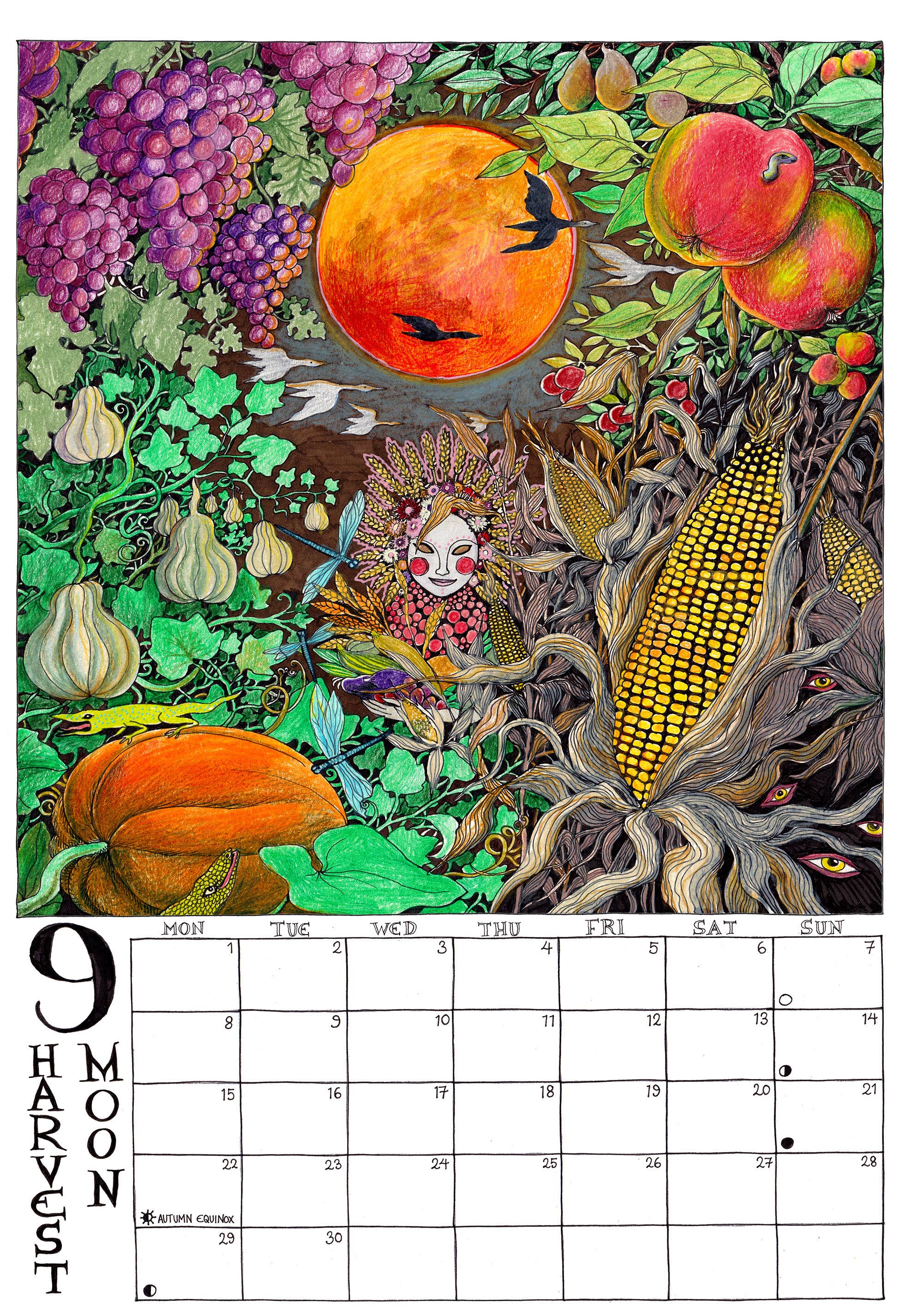 Fox & Comet - Wholesale Calendar - Illustrated Wall Calendar - The Calendar of the Full Moon9