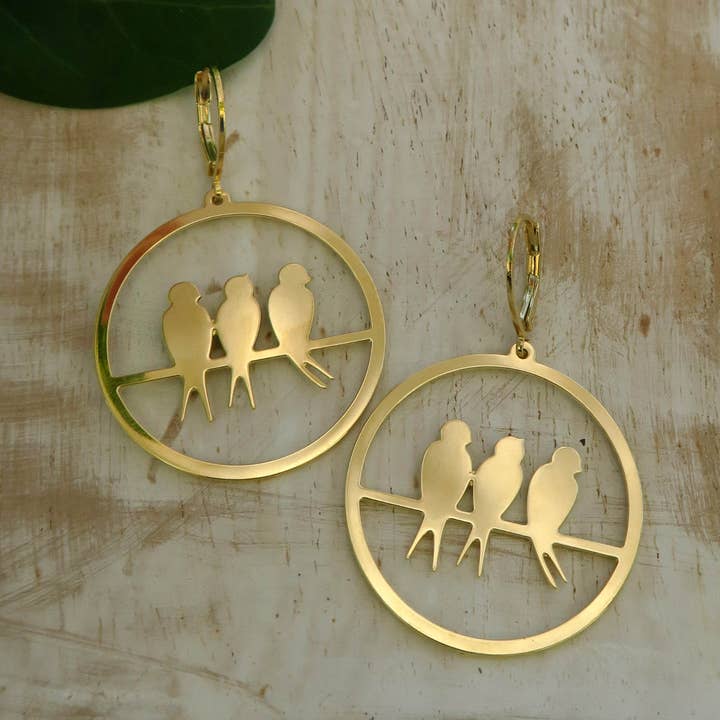 Swallow trio earrings for wholesale by Hirondelle Bijoux