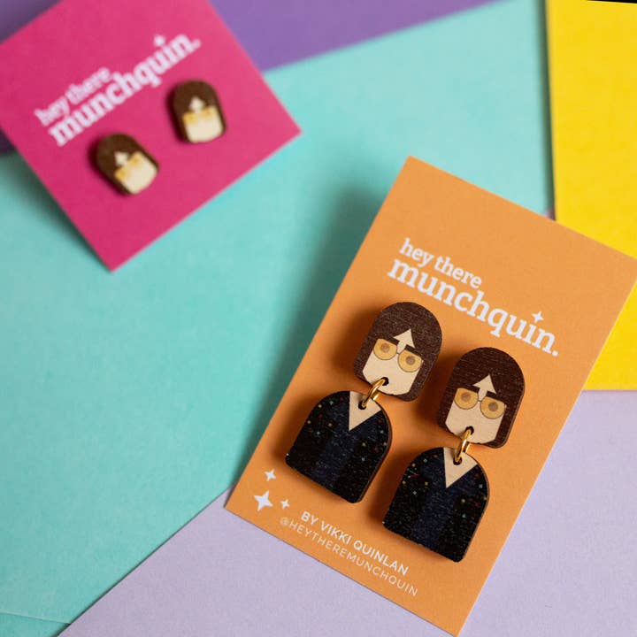 Hey There Munchquin - Wholesale Dangle Earrings - Little Icons David Bowie (Aladdin Sane) inspired - wooden dangle earrings6