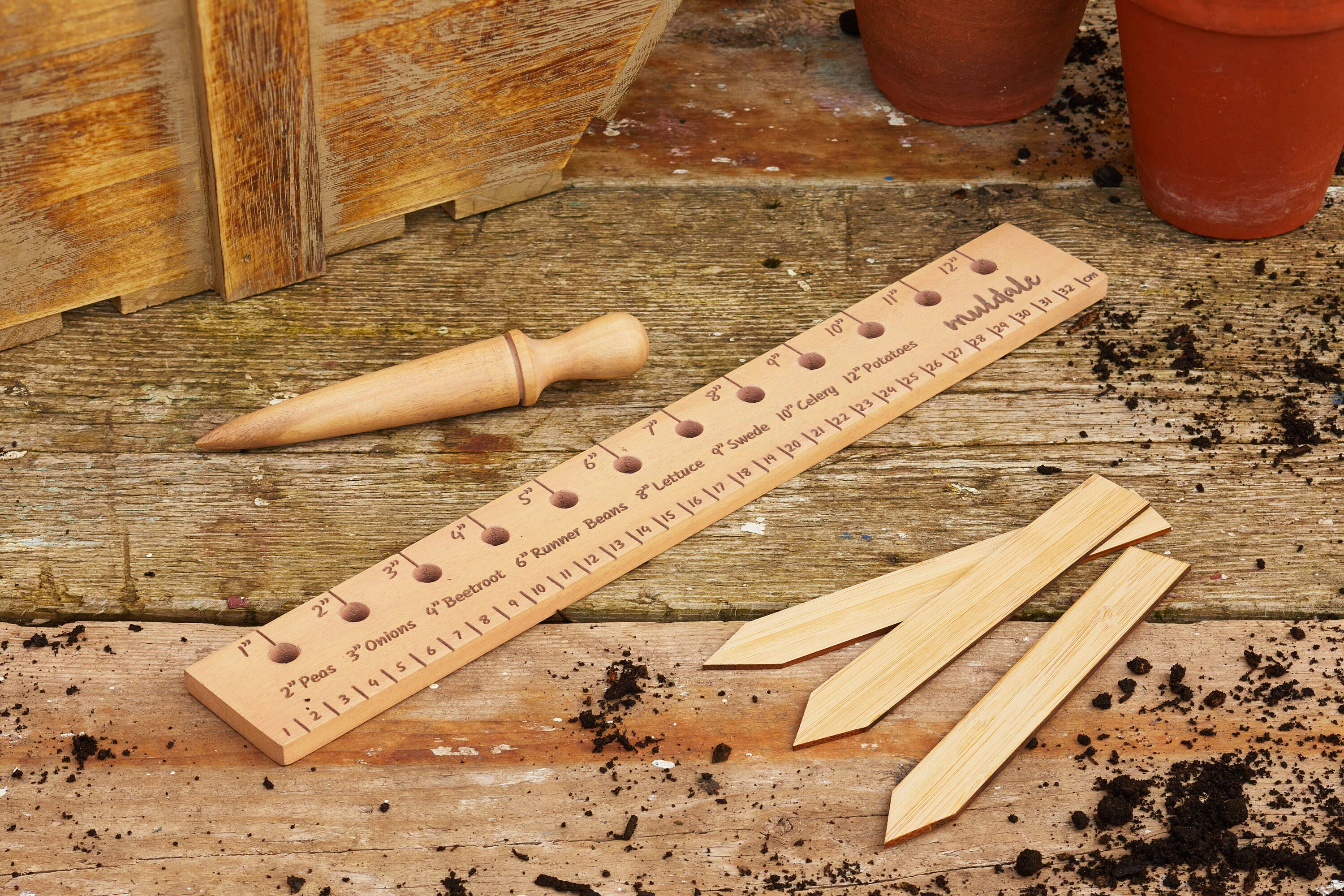 Muldale – wholesale Garden tool – Wooden Planting Ruler Seed Spacer Hand Garden Tool5