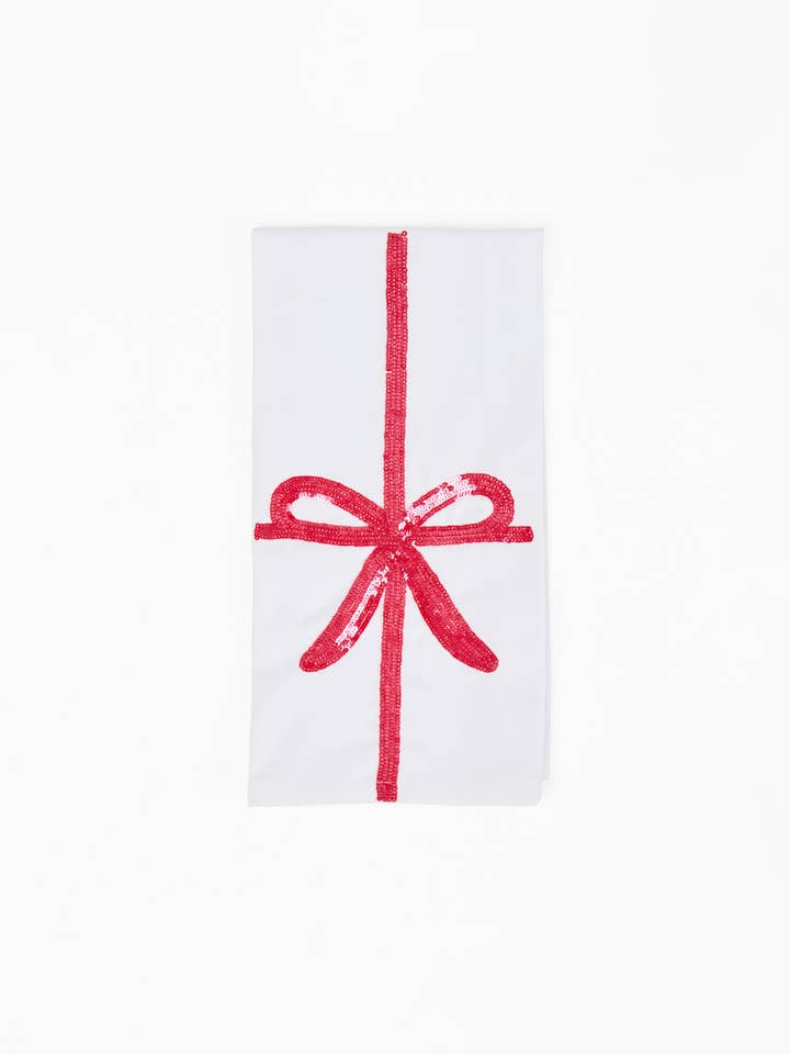 Tea Towel Sequin Bow for wholesale by Mary Square