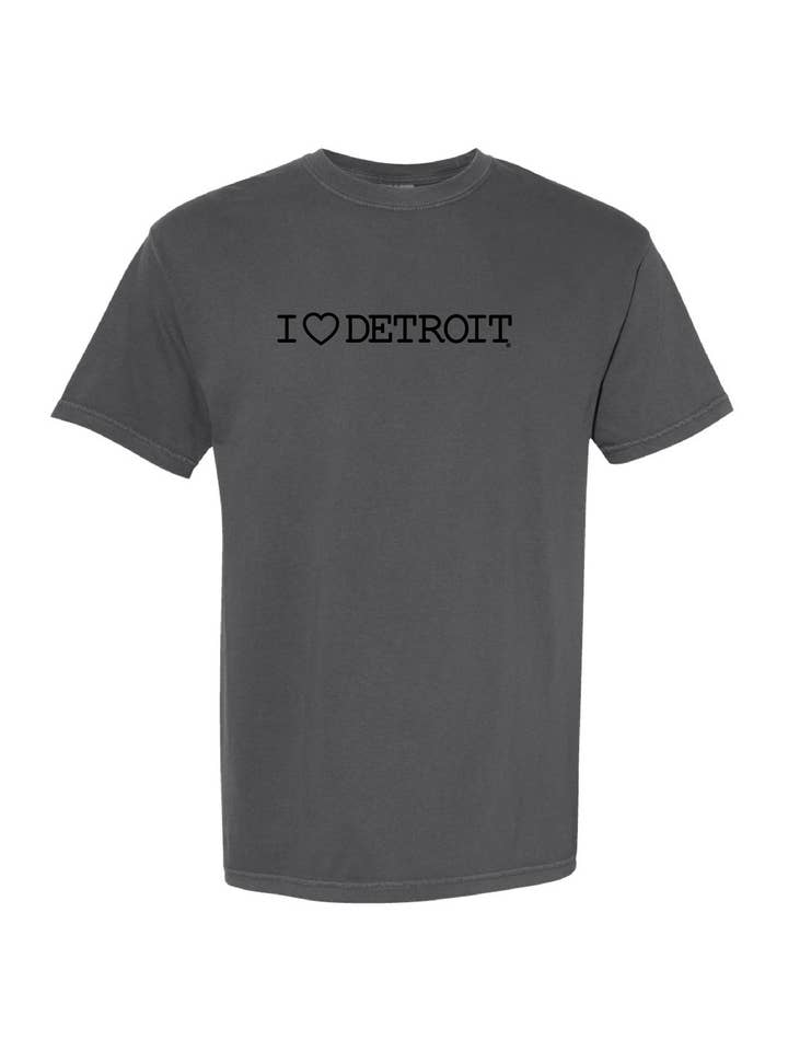 (NEW) I Love Detroit Pygment Dyed T-Shirt - Black & Pepper for wholesale by Ink Detroit