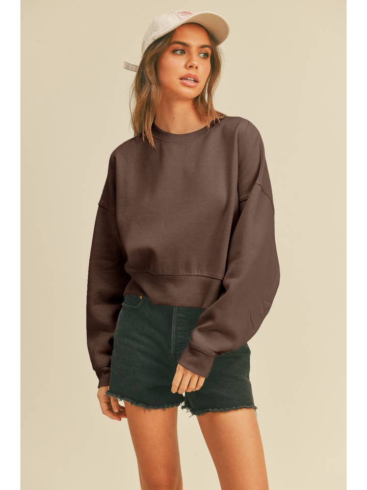 Honestee - Wholesale Sweatshirt - Women's - Blank Short Cropped Long Sleeve Sweatshirt22