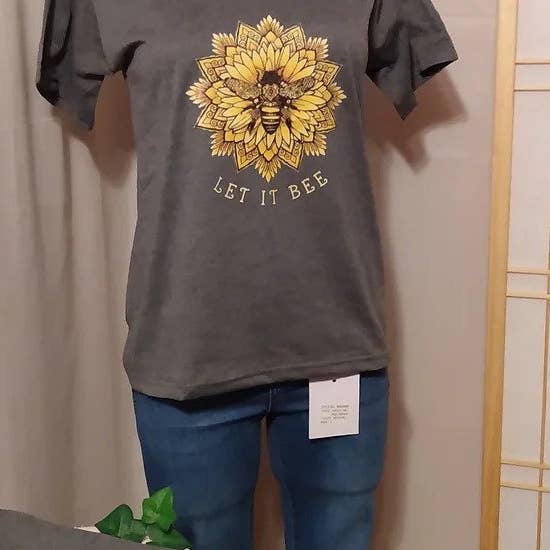Gray Let It Bee Graphic Tee for wholesale on Faire0