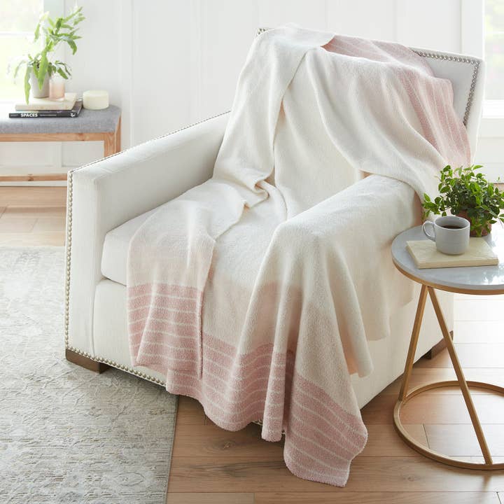 Heathered Border Stripe Cozy Knit Throw 60" x 70" for wholesale by Crafted by Catherine