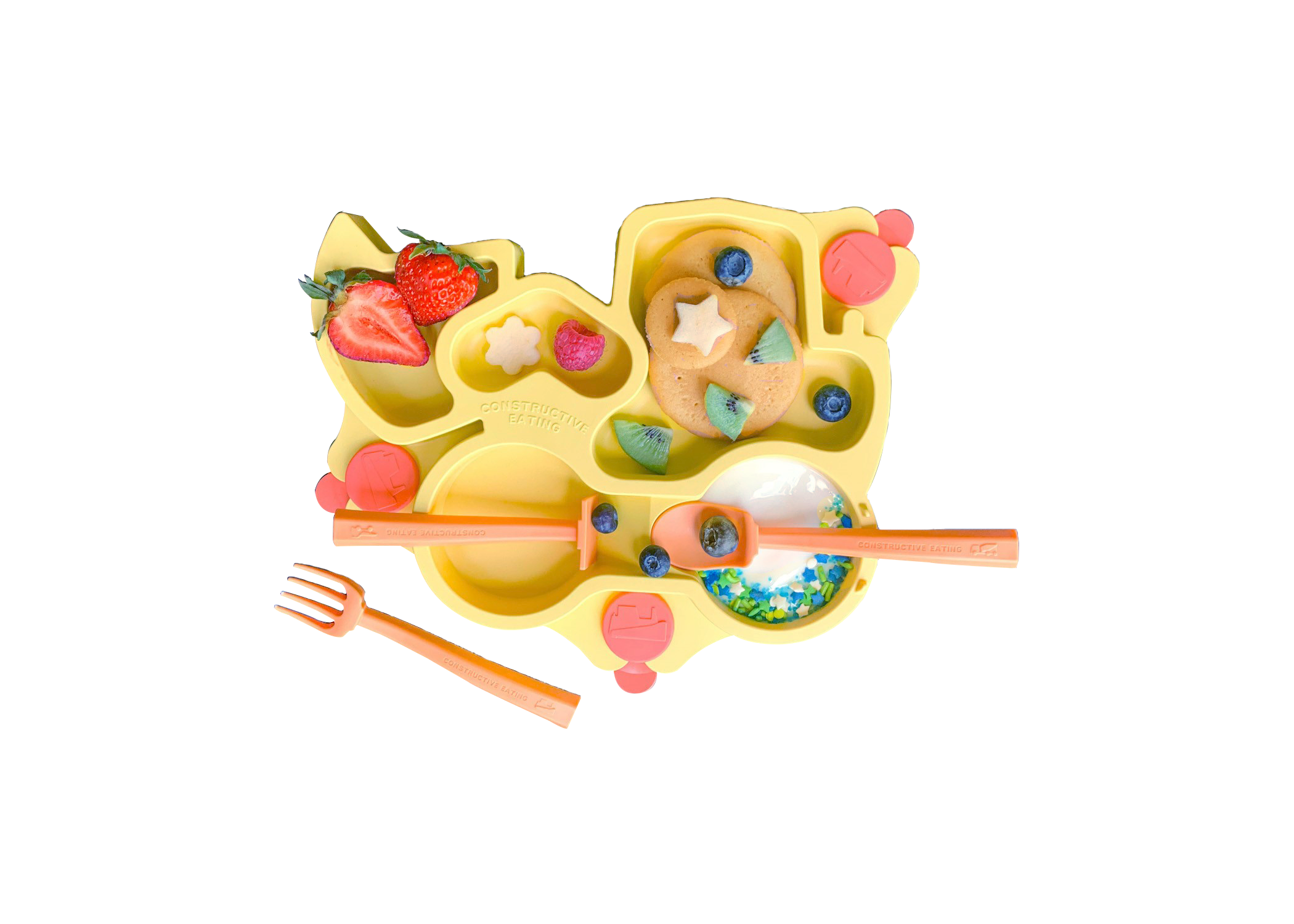 Constructive Eating - Venta al por mayor Plato grande - Niños y bebés - Placa de succión para camiones y utensilios de entrenamiento7